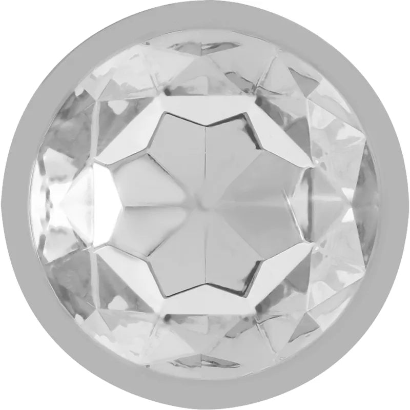 Plug anal métal aluminium avec cristal argent taille S design conique base plate sécuritaire sextoy luxe