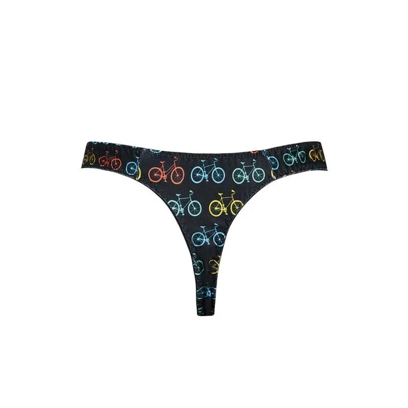 String homme noir avec motifs vélos colorés, élastique délicat, confort optimal, Anais Men - String Benito.
