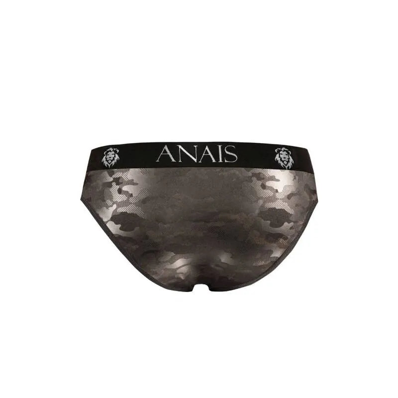 Slip homme ANAIS MEN, imprimé militaire, microfibre douce, bande élastique noire avec logo, confort et style assurés.