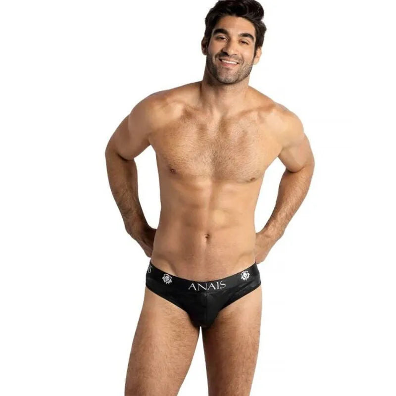 Slip homme ANAIS MEN noir, imprimé militaire, microfibre douce, bande élastique large, confort optimal, style sexy.