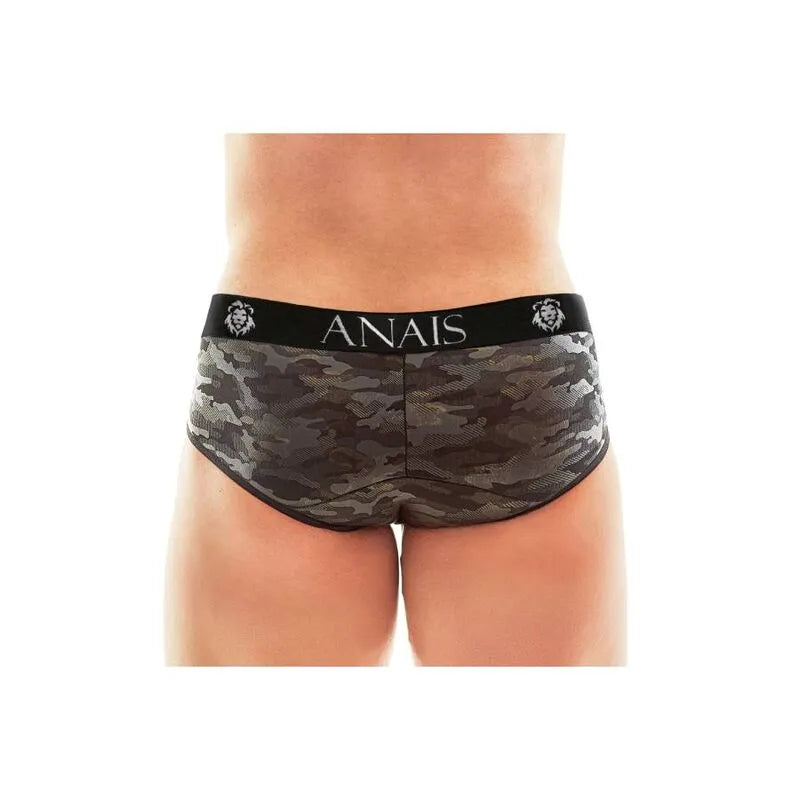 Culotte homme Anais Electro, imprimé militaire, microfibre douce, coupe sportive, ceinture noire logo Anais.