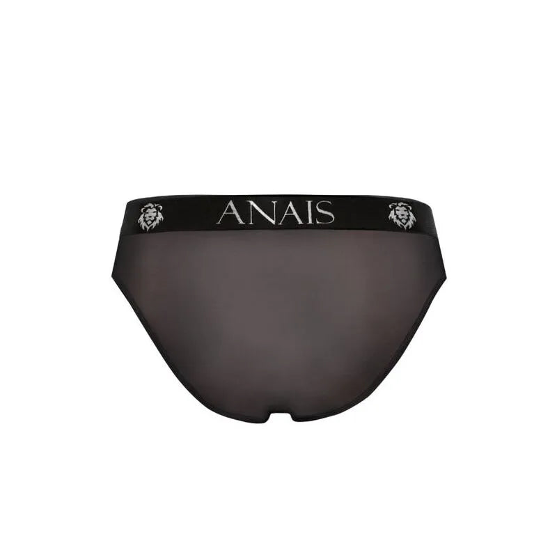 Slip homme noir en tulle avec bande élastique large, logo Anais, design élégant et sexy, confort optimal.
