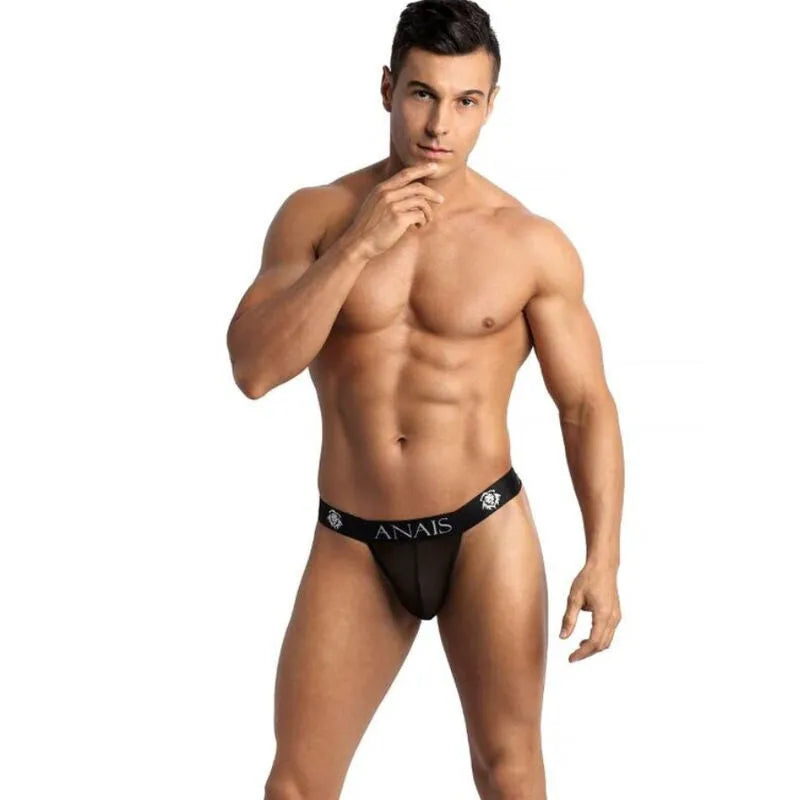 Jockstrap Éros noir Anais, tulle élégant, coupe audacieuse, ajustement parfait, lingerie masculine sexy.