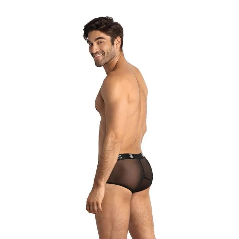 Culotte Éros pour homme en tulle noir, coupe sportive, finition élégante, ajustement parfait, Anais Apparel.