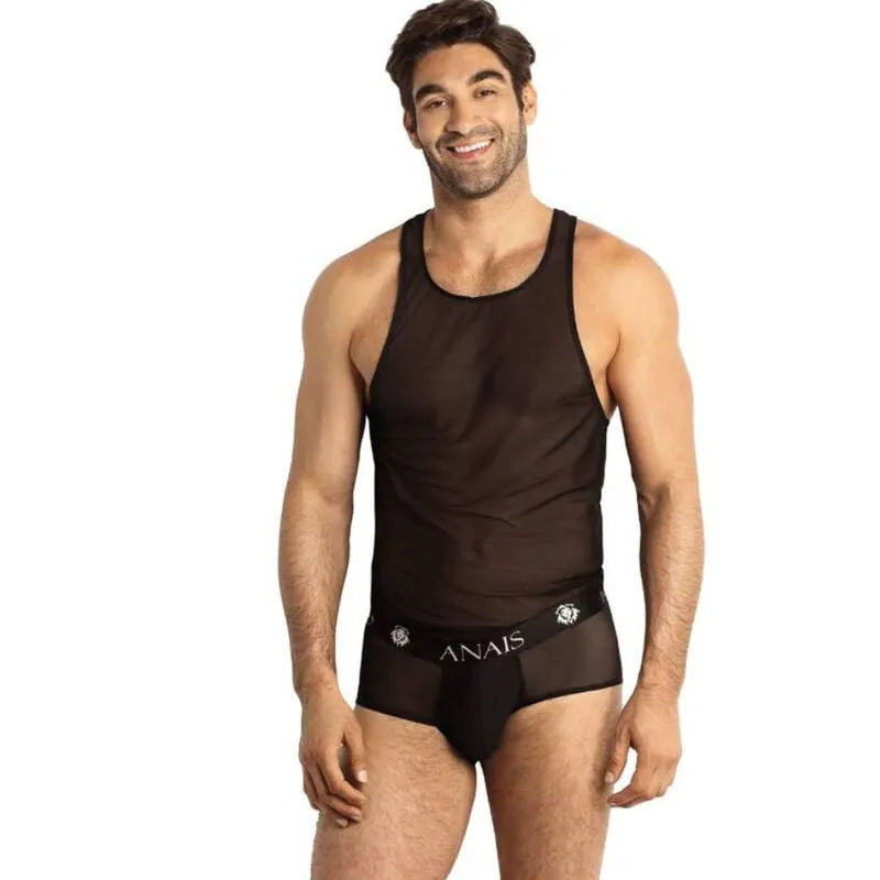 Anais Eros haut tulle noir sans manches silhouette sculptante sexy ajustement parfait confortable respirant extensible doux polyamide elasthanne élégant séduisant