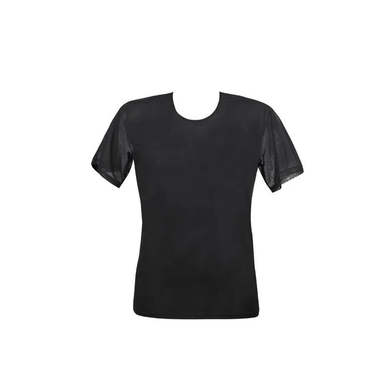 T-shirt homme ANAIS MEN en microfibre noire, ajusté, élégant, parfait pour un look moderne et confortable.