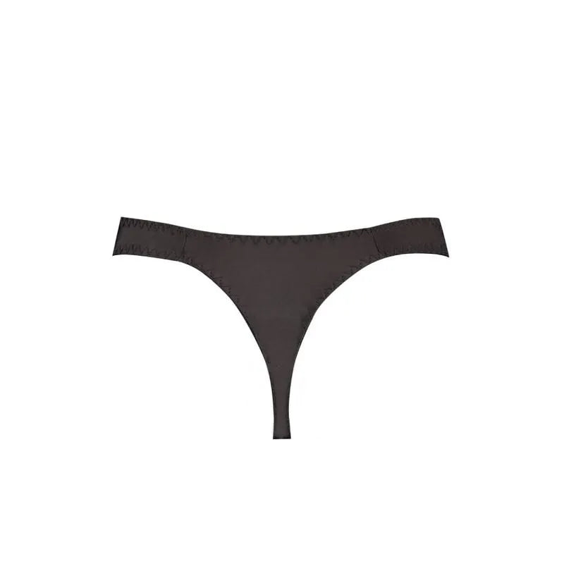 String homme en microfibre noire, élastique délicat, coupe confortable, Anais Apparel, séduction élégante.