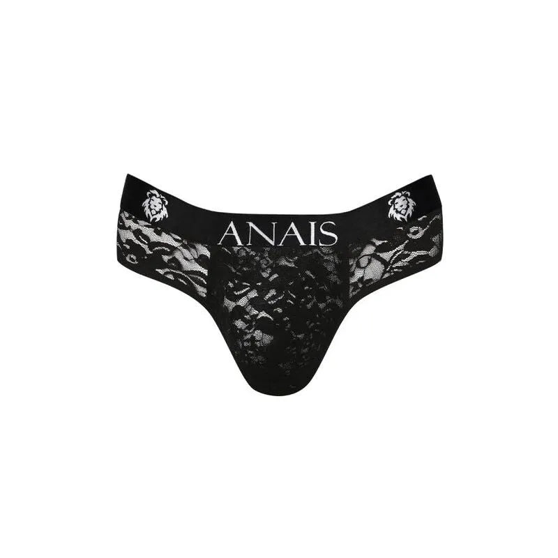 String homme en dentelle noire ANAIS, élégant et sexy, avec élastique délicat et motifs raffinés pour confort et séduction.