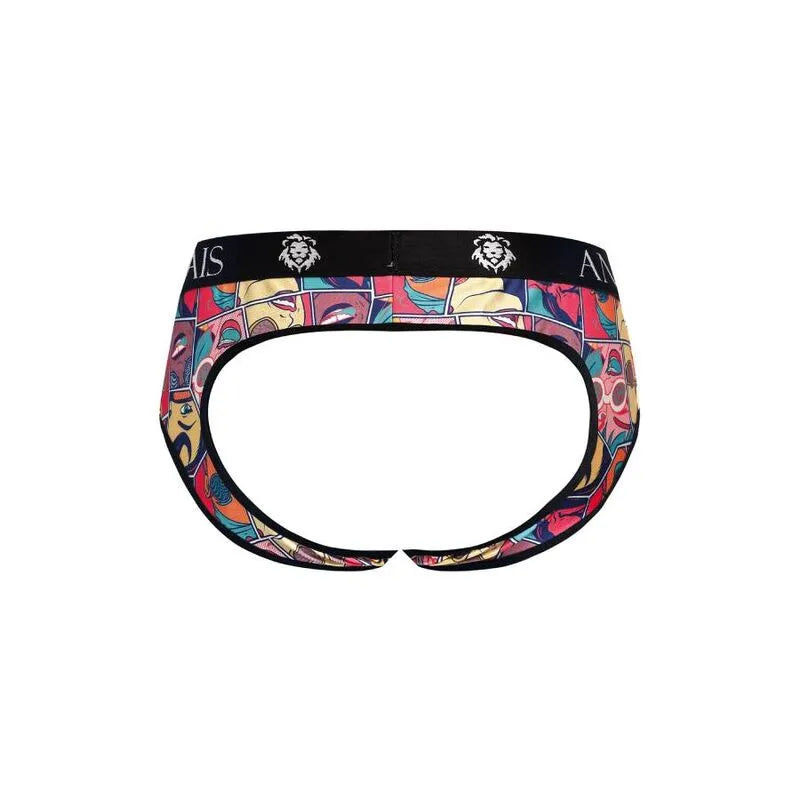 Slip bikini homme bandes dessinées, couleurs vives, fesses ouvertes, coupe audacieuse, modal doux, Anais Apparel.