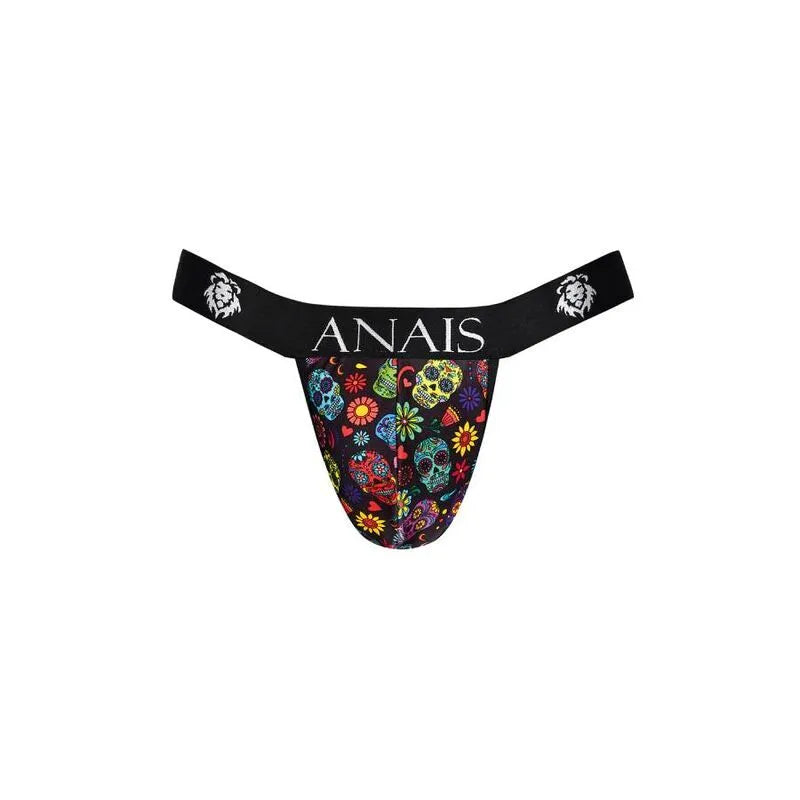 Jockstrap homme Anais noir coloré motifs mexicains, bande élastique large, confort et style sexy.