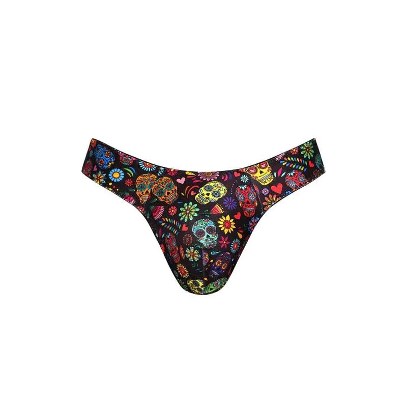 String homme coloré motif crânes mexicains, élastique délicat, confort optimal, Anais Apparel.