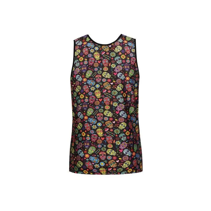 Débardeur homme Anais sans manches, ajusté, motifs colorés, polyamide élasthanne, élégant et sexy, silhouette sublimée.