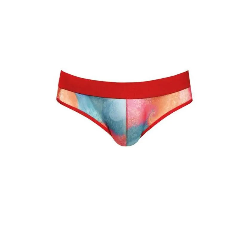 Slip homme Anais Men Falcon, imprimé bananes, lycra doux, taille élastique rouge, confort et style sexy.