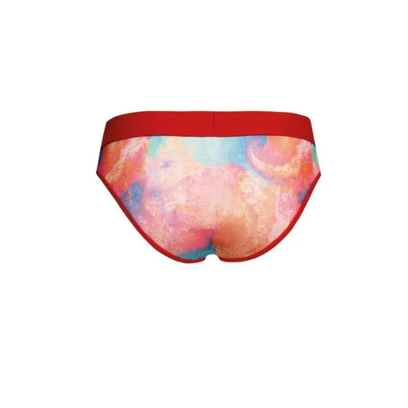 Slip homme Anais Men Falcon, imprimé bananes colorées, bande taille élastique rouge, coupe sexy et confortable.