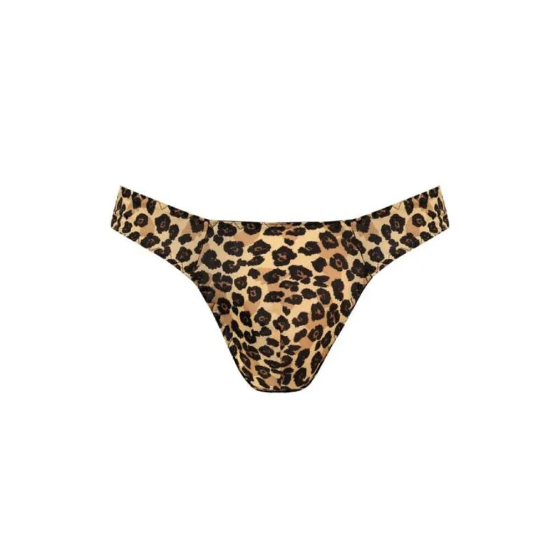 String homme imprimé animal léopard, microfibre douce, bande élastique large, Anais Mercury, confort et style.