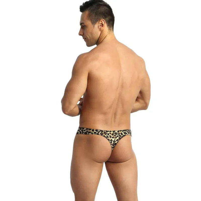 String homme imprimé animal, microfibre douce, bande élastique large, Anais Apparel, confort et style sexy.