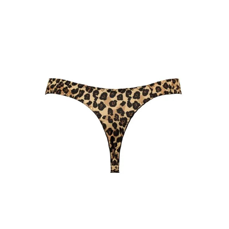 String homme imprimé animalier, microfibre douce, bande élastique large, Anais Mercury, confort et style sexy.