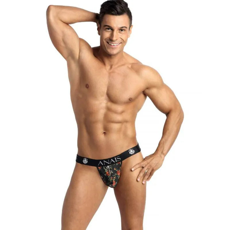 Anais string masculin audacieux sexy ajustement parfait confort optimal imprimé roses crânes élastique polyamide élasthanne coupe minimaliste séduction silhouette sublimée