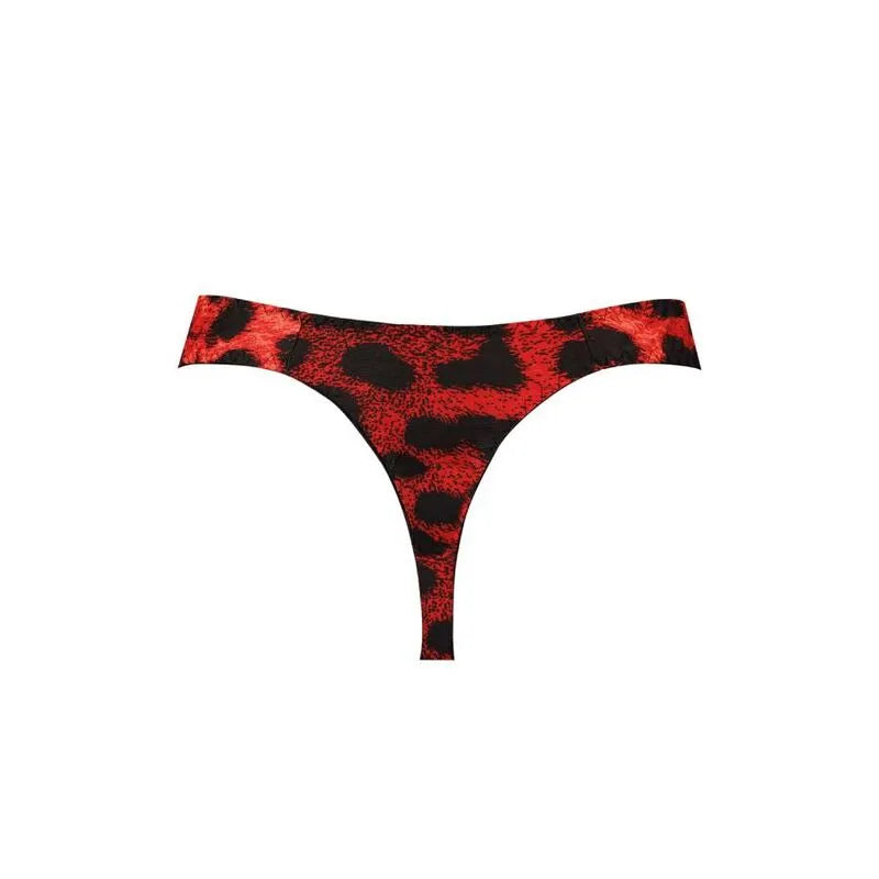 String homme rouge imprimé animal sauvage, microfibre douce, élastique délicat, confort optimal, Anais Apparel.