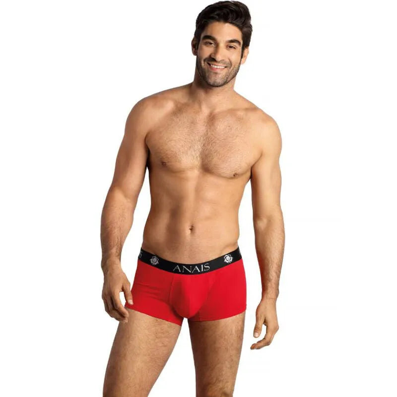 Boxer homme rouge bordure noire Anais, coupe sportive ajustée, microfibre douce et respirante, couture européenne.