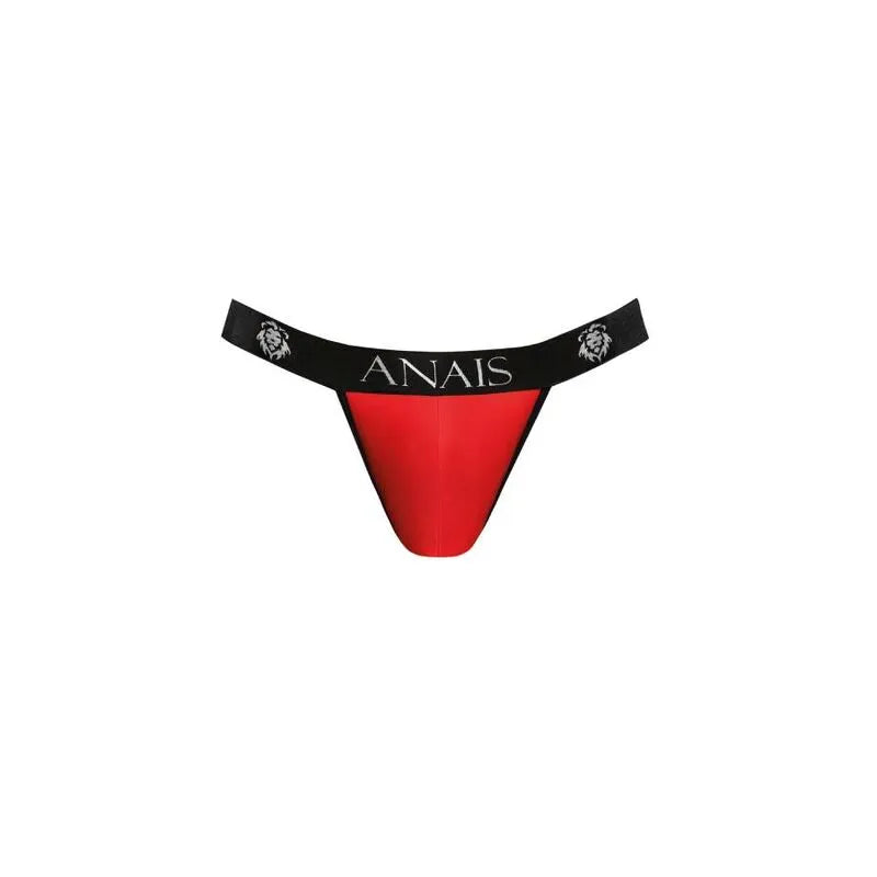 Jockstrap rouge Anais Men avec bordure noire, coupe audacieuse révélant les fesses, microfibre douce.