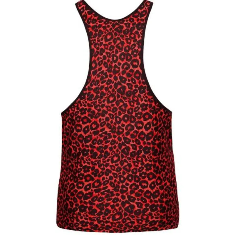 Débardeur rouge imprimé animal tribal, sans manches, ajustement parfait, microfibre douce, Anais Men.