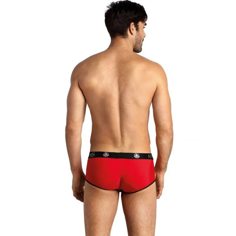 Slip homme rouge Anais Men Soul Brief, microfibre douce, bordure noire, coupe sportive, ajustement parfait.