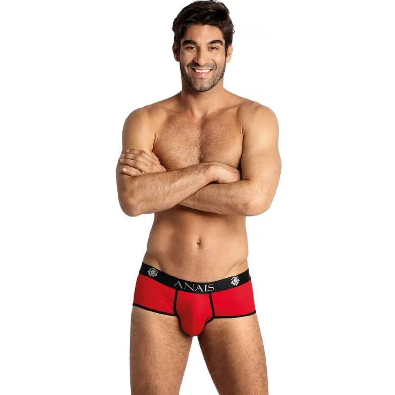 Slip rouge Anais Men Soul Brief, microfibre douce, bordure noire, coupe sportive, ajustement parfait.