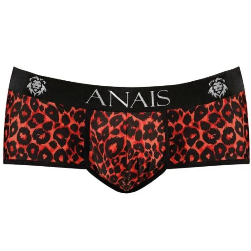 Culotte homme rouge imprimé animal, microfibre douce, coupe sportive, confort exceptionnel, style audacieux.