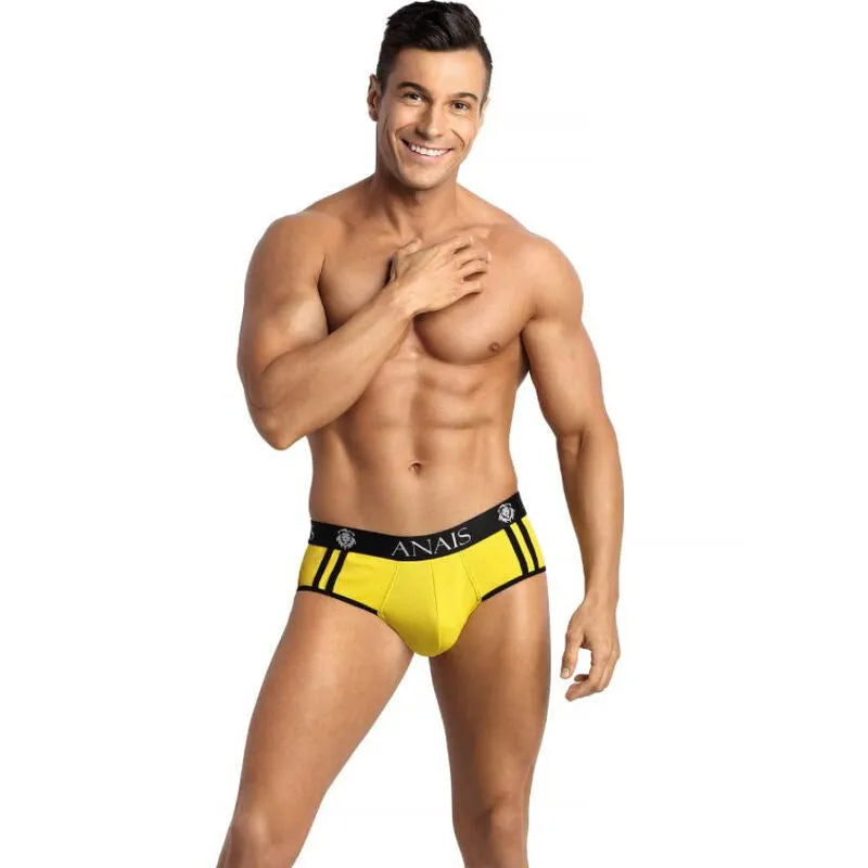 anais men slip bikini fesses ouvertes jaune doux polyamide élasthanne