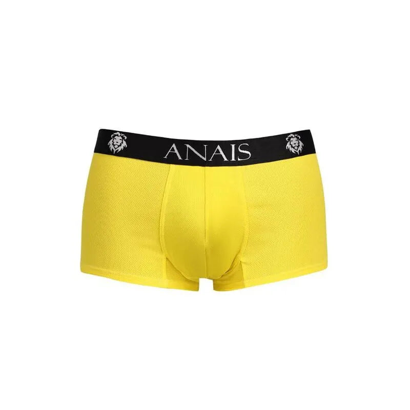 Boxer homme long jaune sportif, ceinture noire logo Anais, tissu extensible et respirant, coupe ajustée et confortable.
