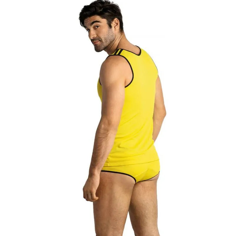 Débardeur jaune sans manches pour homme, ajusté, style classique, Tokyo Top par Anais Apparel.