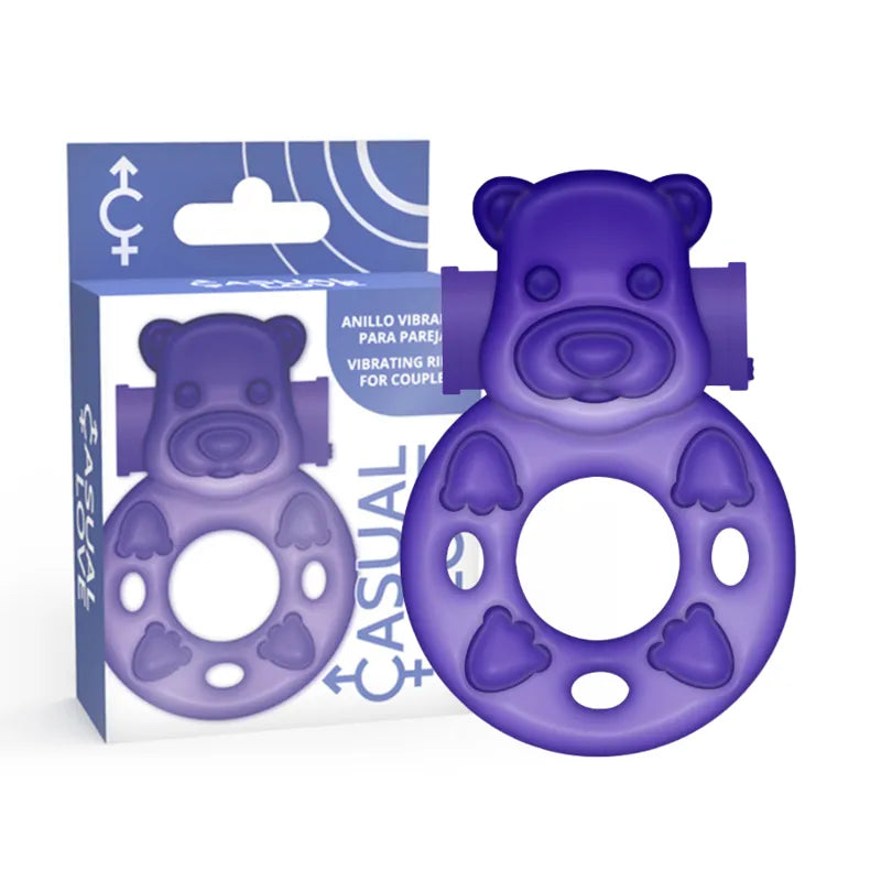 Anneau stimulateur clitoridien retardateur éjaculation flexible TPR violet vibrations intenses confort adaptabilité prolongation érection interrupteur pile incluse
