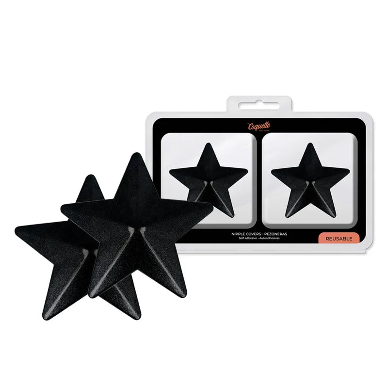 cachetétons étoiles noires métal réutilisables adhésif ruban élégants audacieux glamour luxueux sensuels durables soirées intimes séduisants coquette chic désir