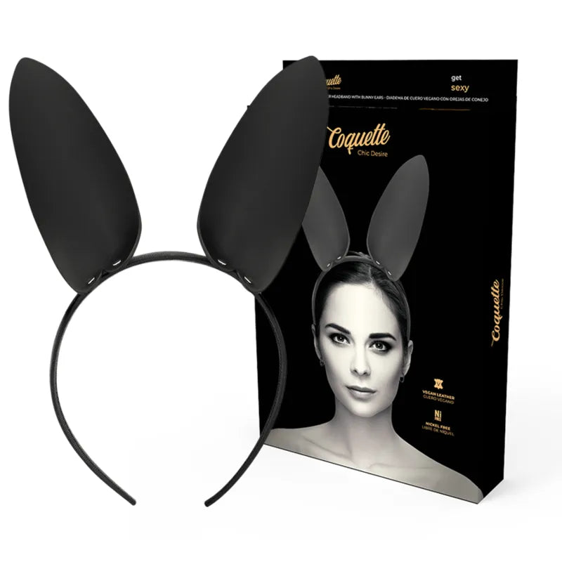 bandeau oreilles lapin cuir végane luxe lingerie féminine élégante coquette chic sensuelle séduisante durable ajustable confortable