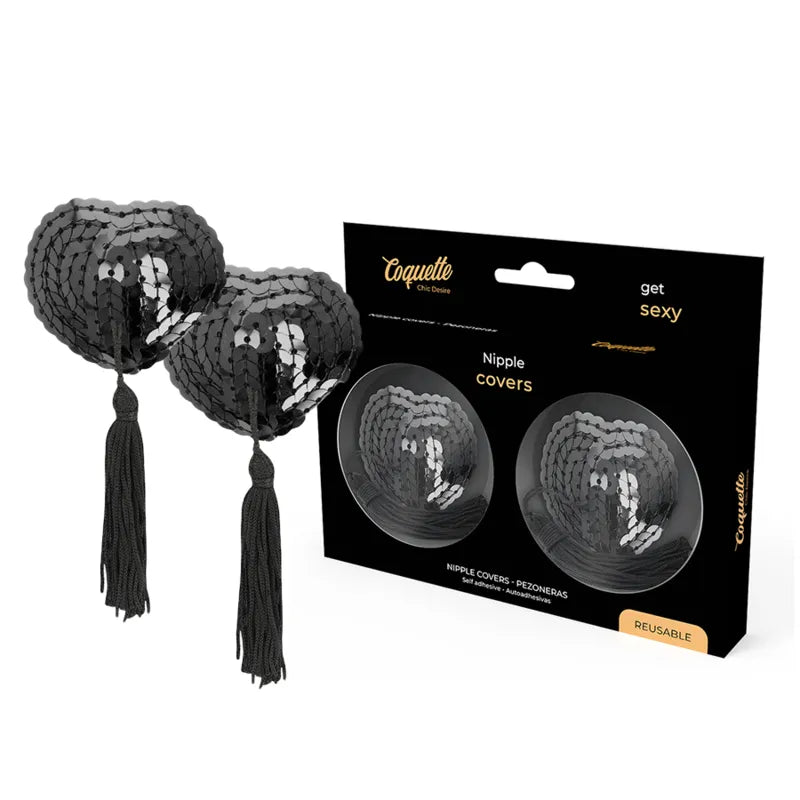 cachetetons paillettes noires coquette chic desir séduction raffinée glamour audace confort adhésif facile pose maintien longue durée femmes modernes