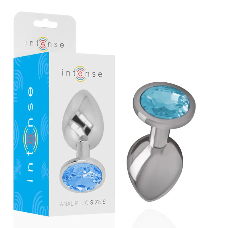 Plug anal en métal aluminium avec cristal bleu taille S de la marque Intense