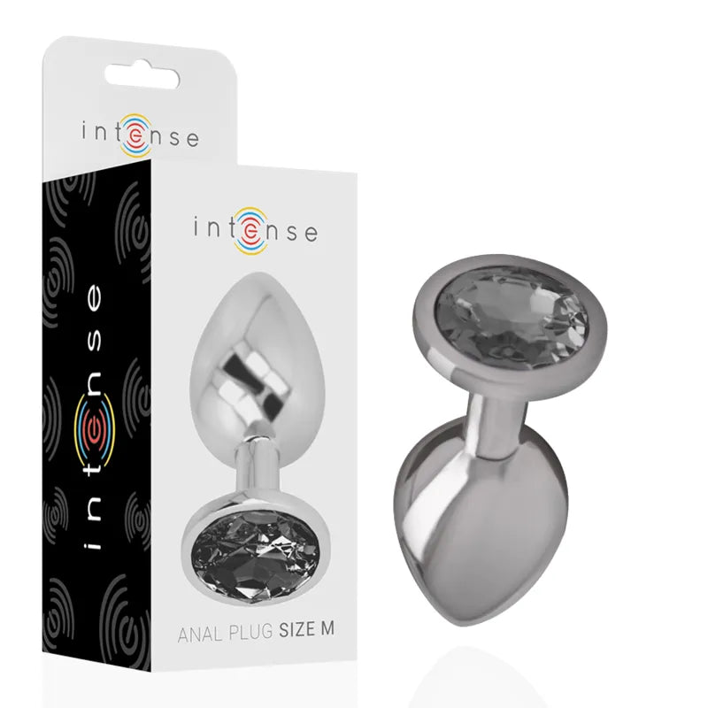 Plug anal métal aluminium conique bijou diamant taille moyenne sextoy plaisir intense couple usage sécurisé