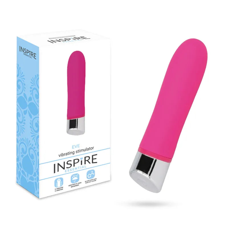 INSPIRE ESSENTIEL EVE ROSE vibromasseur silicone hypoallergénique étanche submersible 12 vibrations ergonomique discret bouton rétroéclairé sans phtalates