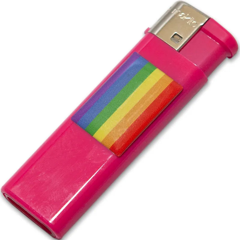 briquet rechargeable fuscia résine drapeau fierté LGBT tendance 2023 design compact durable réutilisable coloré ergonomique cadeau engagé original