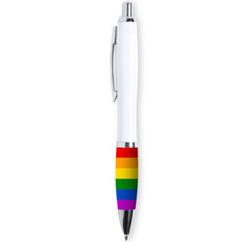 Stylo à bille design Pride drapeau LGBT blanc corps plastique clip métallique