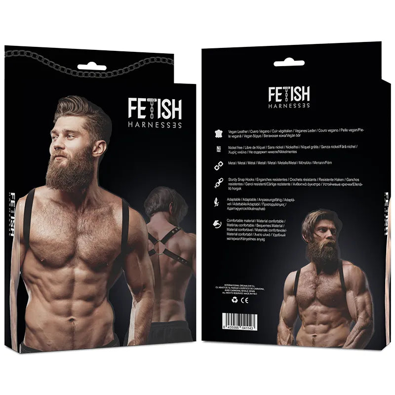 harnais torse homme cuir végétalien ajustable style Séville danse élégant sexy réglable confortable poitrine bretelles multiples taille unique