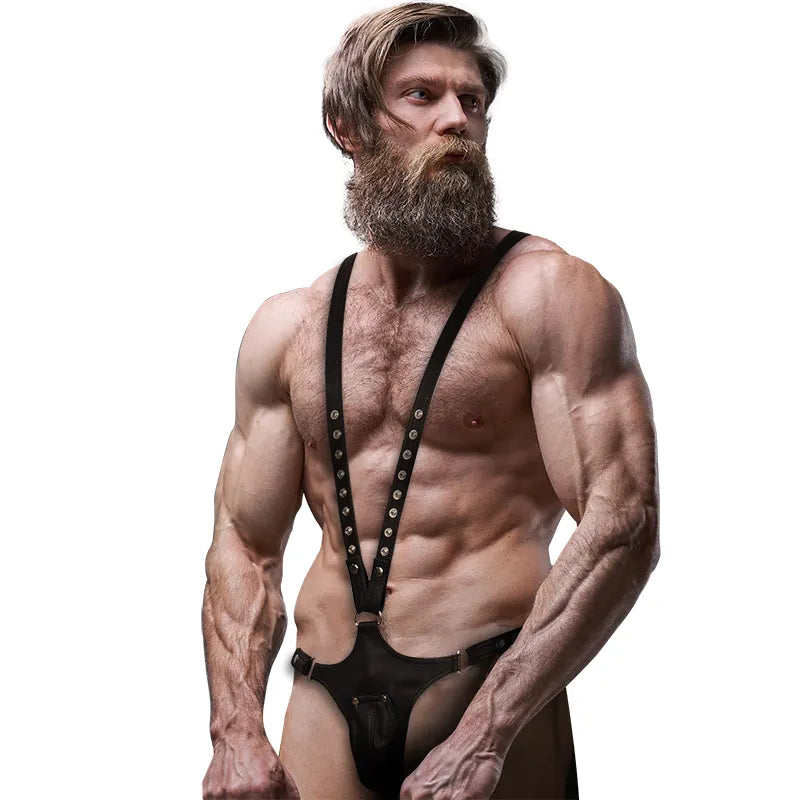 harnais cuir vegan adaptable hommes LGBTIQ sexy Amsterdam fétiche soumission ajustable confortable durable breveté taille unique flexible écologique
