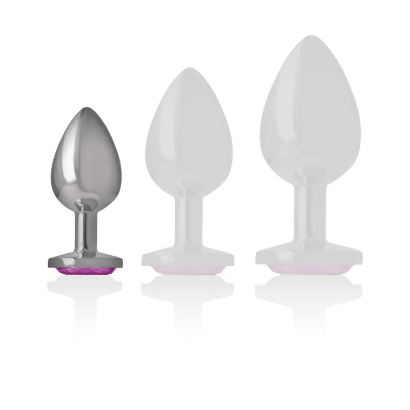Plug anal métal aluminium cœur rose taille S bijou diamant design glamour plaisir intense