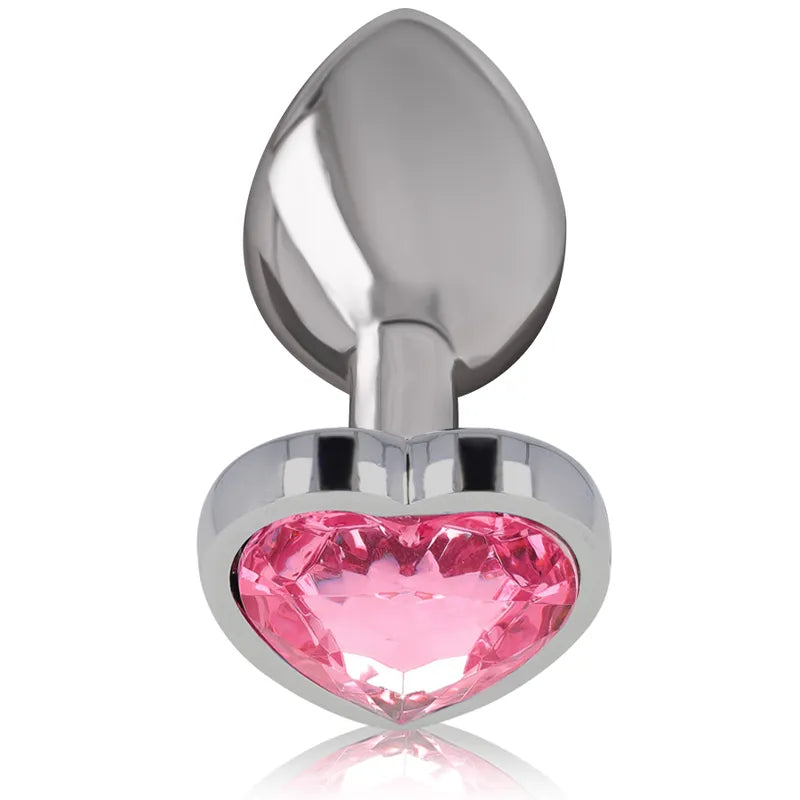 Plug anal métal aluminium cœur rose taille S bijou diamant design glamour plaisir intense