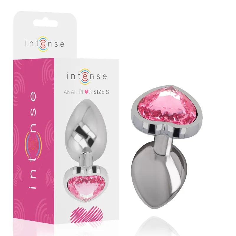 Plug anal métal aluminium cœur rose taille S bijou diamant design glamour plaisir intense