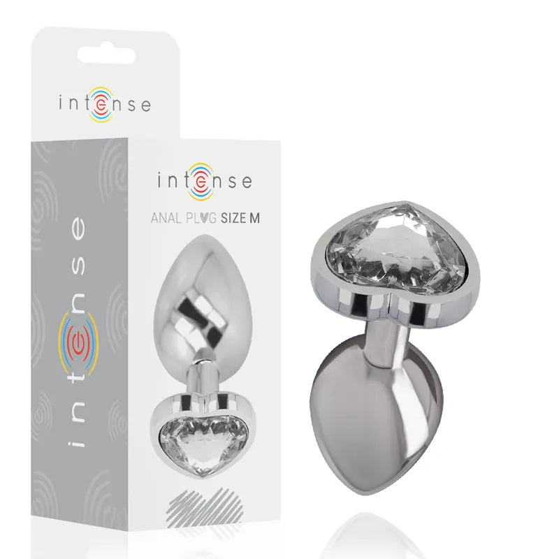 Plug anal métal cœur blanc Intense™ taille moyenne jouet sextoy sécurité design glamour