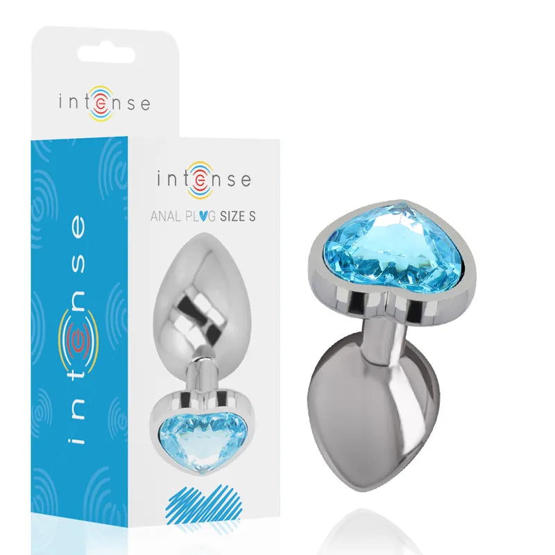 Plug anal métal aluminium coeur bleu taille réglable sécurité maximale plaisir intense sextoy luxe