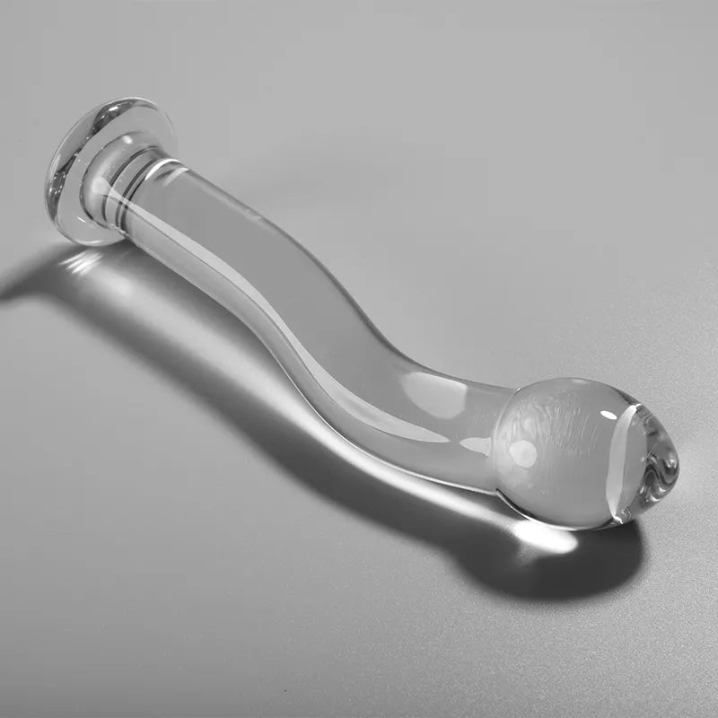 Plug anal en verre borosilicate incurvé transparent Nebula Series by Ibiza 18.5 cm 3.5 cm stimulation ciblée sécurité design luxueux sextoy intime couple
