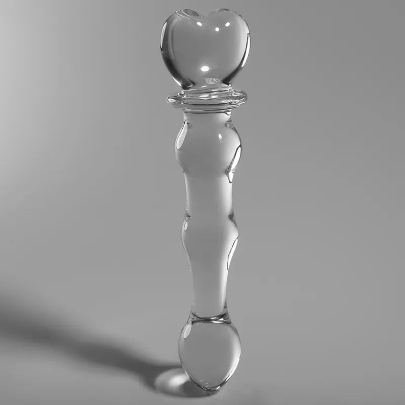 Sextoy en verre borosilicate transparent design ondulé pour stimulation anale ou vaginale 20.5 cm 3.5 cm